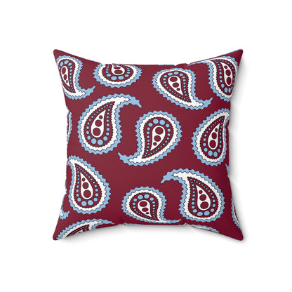 Claret, Blue, White Retro Paisley Cushion Pillow