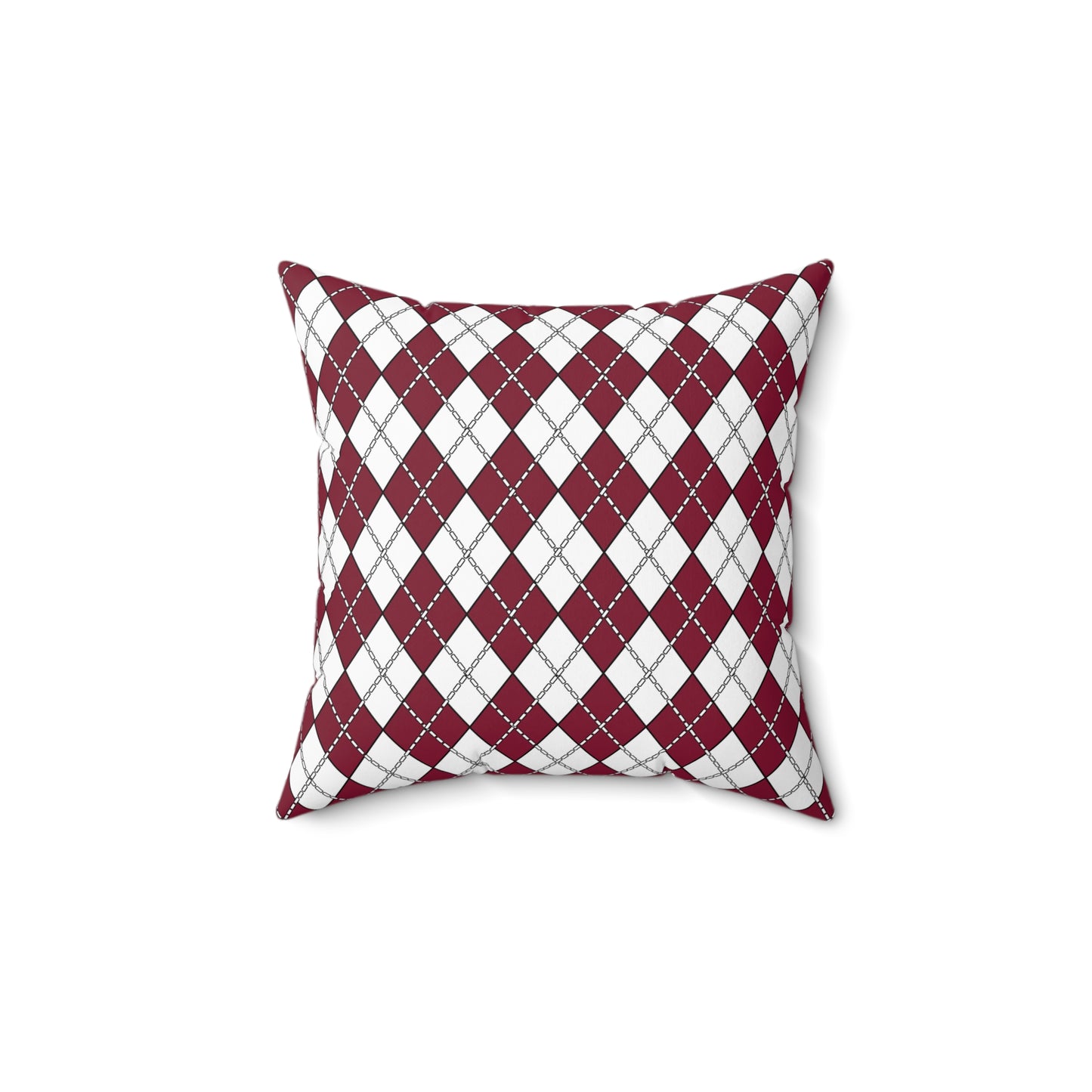 Claret, White Retro Argyle Cushion Pillow