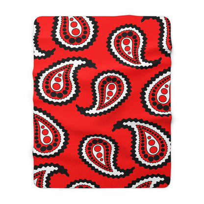 Red, Black, White Retro Paisley Blanket Throw