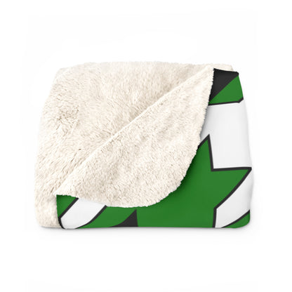 Green, Black, White Retro Houndstooth Blanket Throw