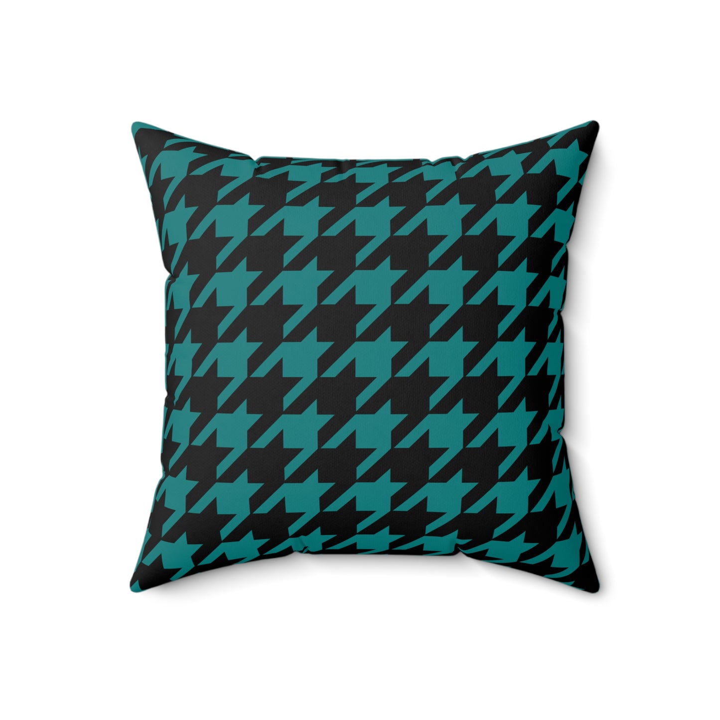 Teal, Black Retro Houndstooth Cushion Pillow
