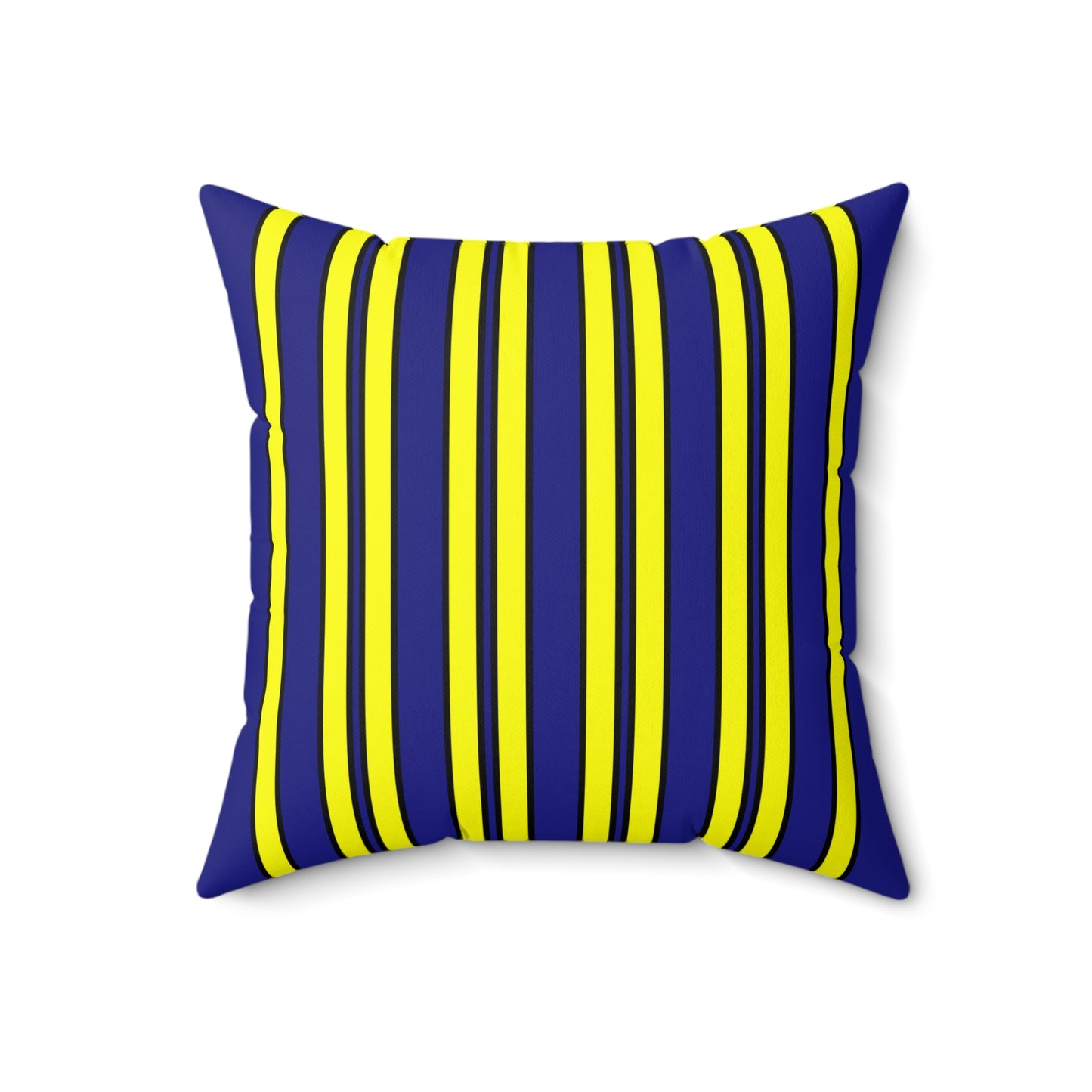 Navy Blue, Yellow Retro Stripes Cushion Pillow