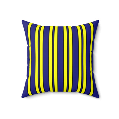 Navy Blue, Yellow Retro Stripes Cushion Pillow