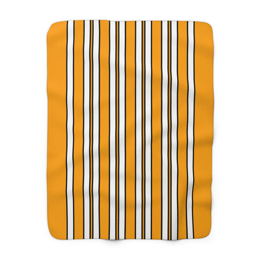 Orange, White Retro Stripes Blanket Throw