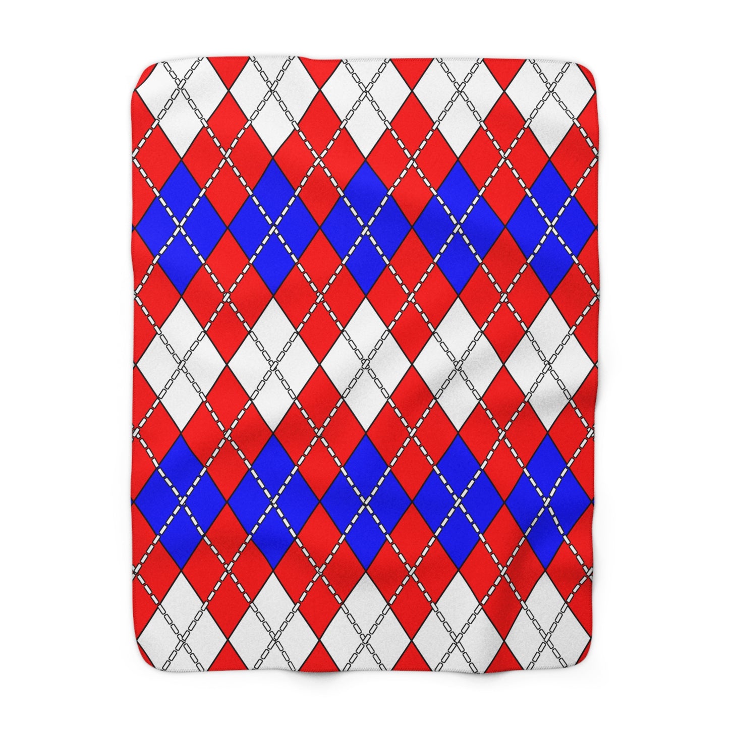 Red, White, Blue Retro Argyle Blanket Throw