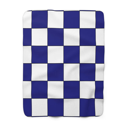 Navy Blue, White Retro Check Blanket Throw
