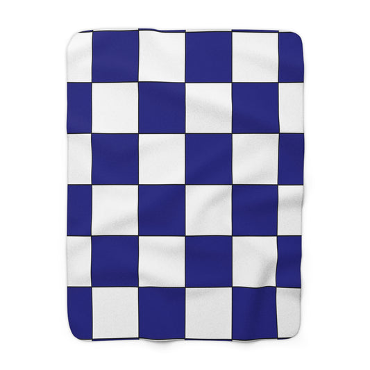 Navy Blue, White Retro Check Blanket Throw