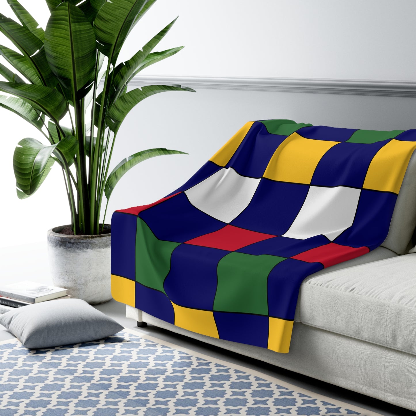 British Virgin Islands Retro Check Blanket Throw