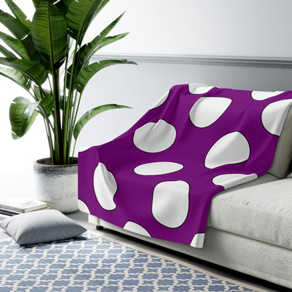 Purple, White Retro Polka Dots Blanket Throw