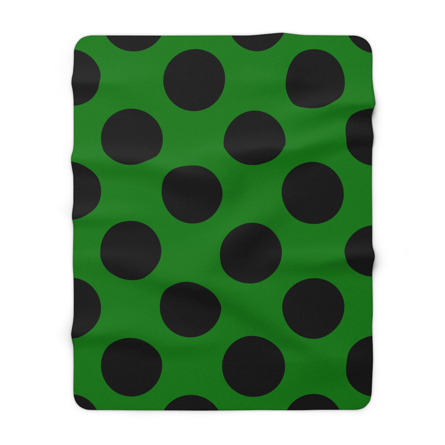 Green, Black Retro Polka Dots Blanket Throw