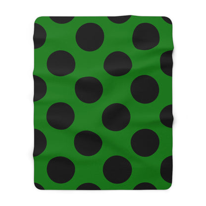 Green, Black Retro Polka Dots Blanket Throw