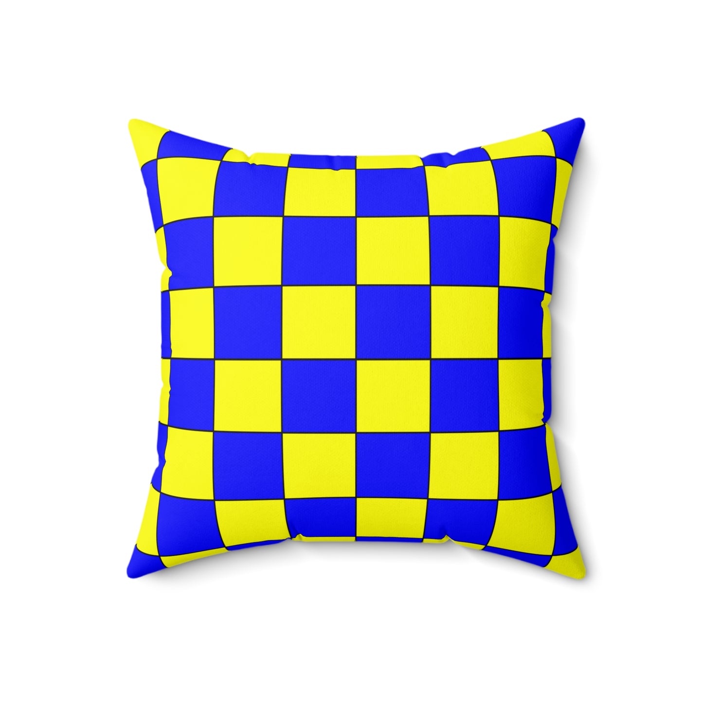 Blue, Yellow Retro Check Cushion Pillow