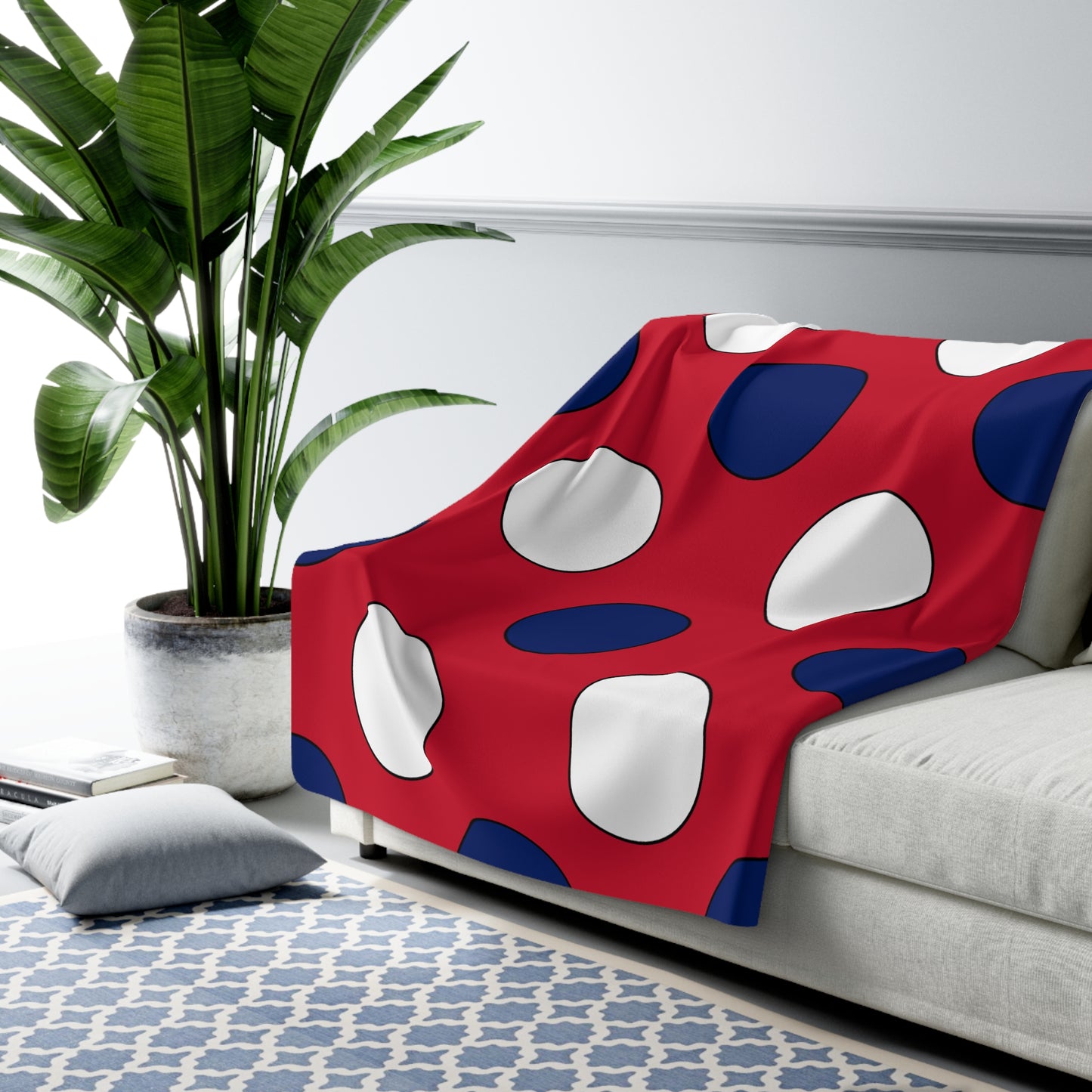 Saint Helena, Ascension And Tristan Da Cunha Retro Polka Dots Blanket Throw