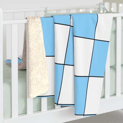 Light Blue, White Retro Check Blanket Throw