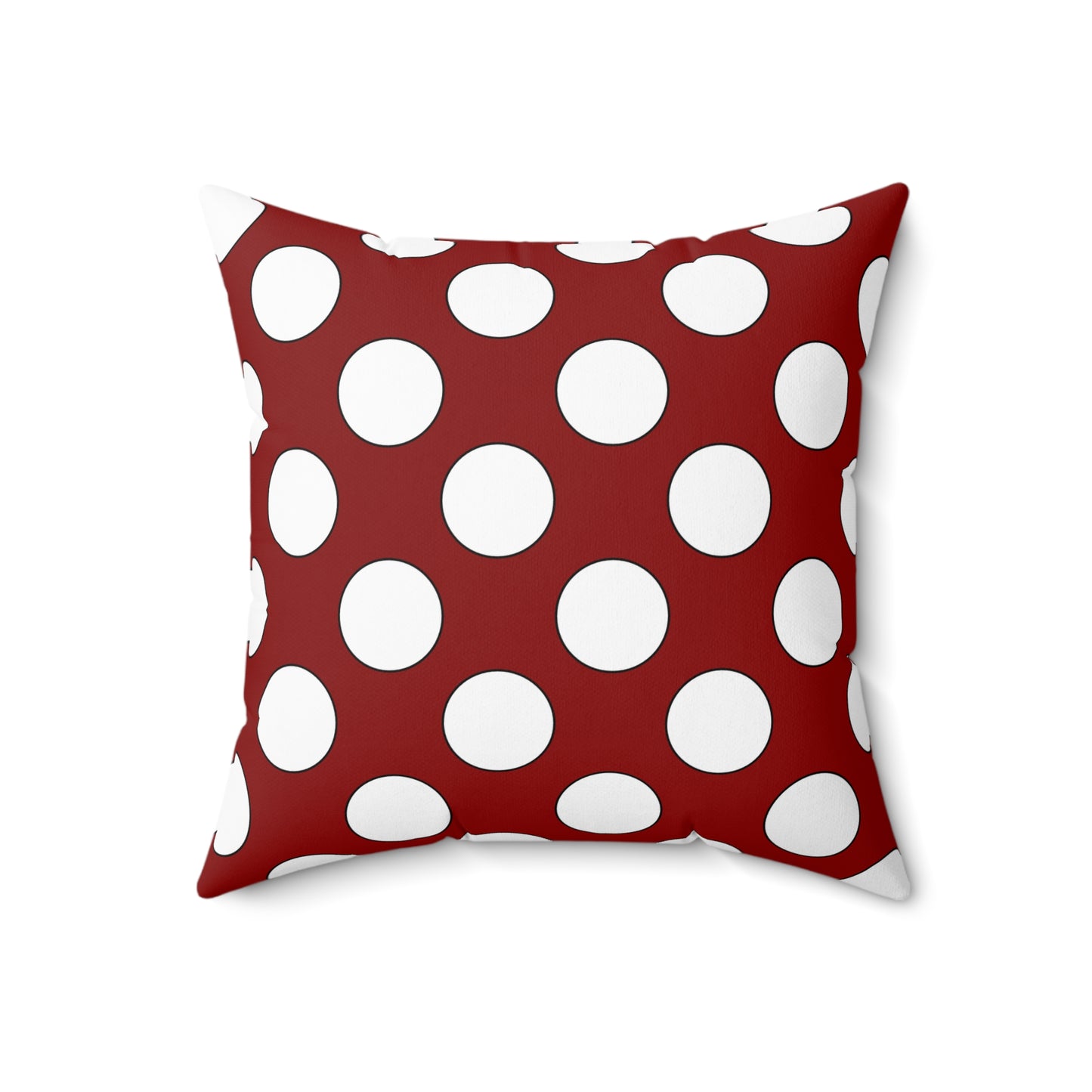 Dark Red, White Retro Polka Dots Cushion Pillow