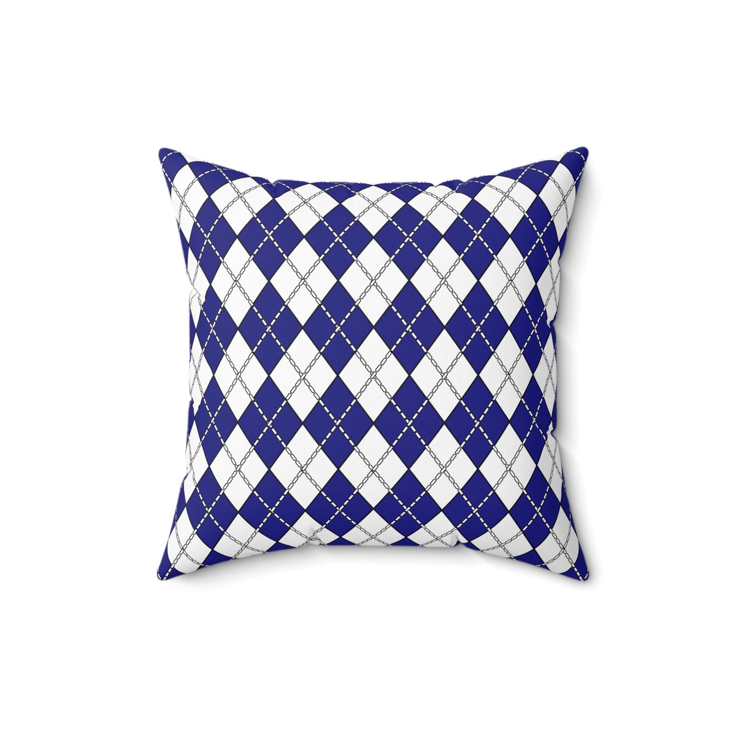 Navy Blue, White Retro Argyle Cushion Pillow