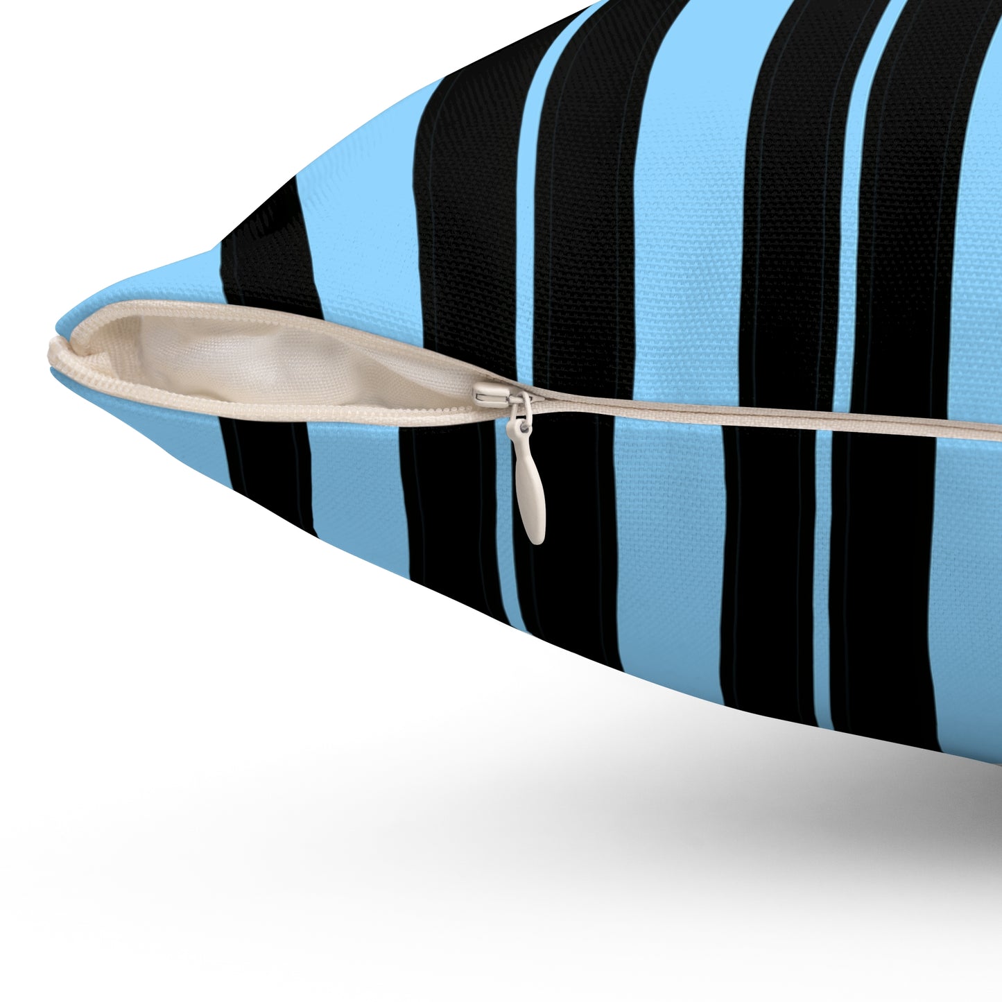 Light Blue, Black Retro Stripes Cushion Pillow