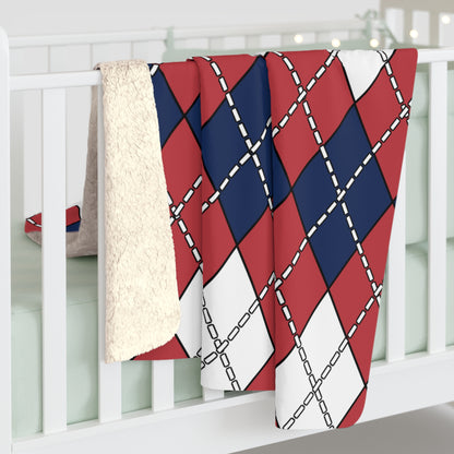 United States of America (USA) Retro Argyle Blanket Throw