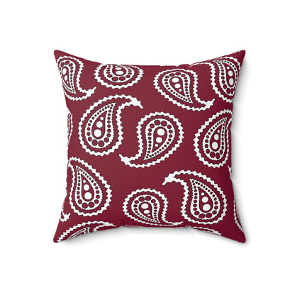Claret, White Retro Paisley Cushion Pillow