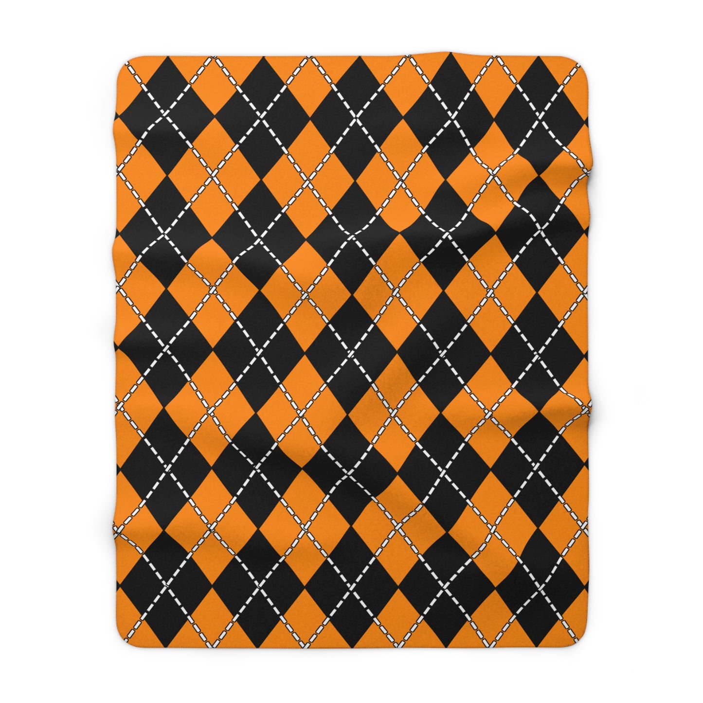Dark Orange, Black Retro Argyle Blanket Throw