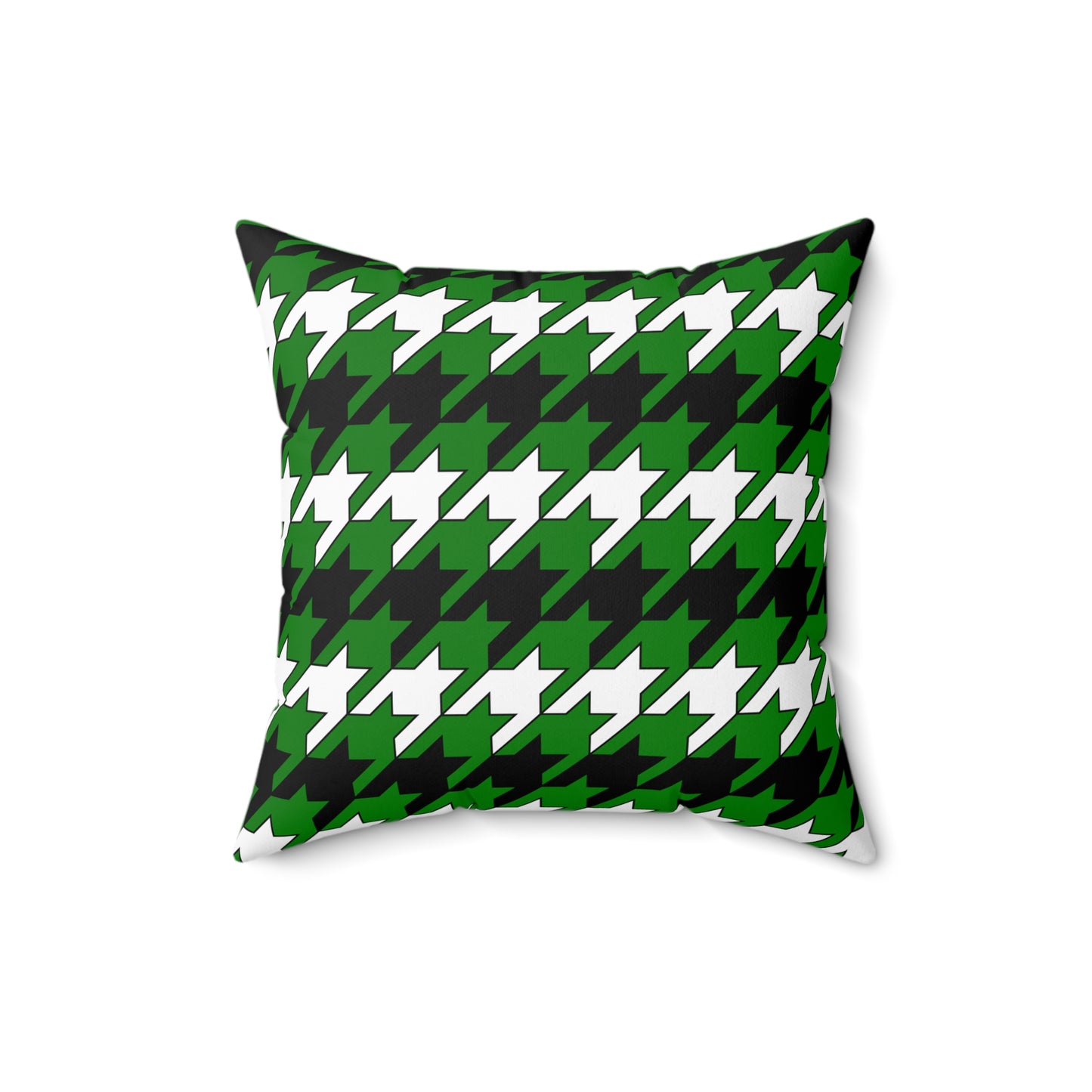 Green, Black, White Retro Houndstooth Cushion Pillow