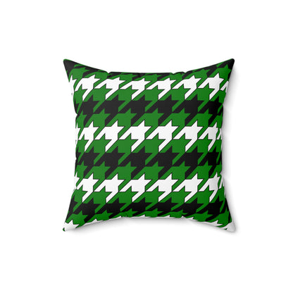 Green, Black, White Retro Houndstooth Cushion Pillow