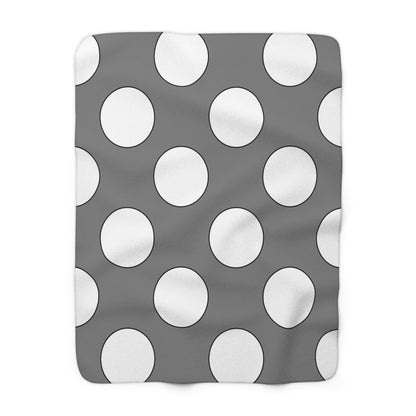 Grey, White Retro Polka Dots Blanket Throw