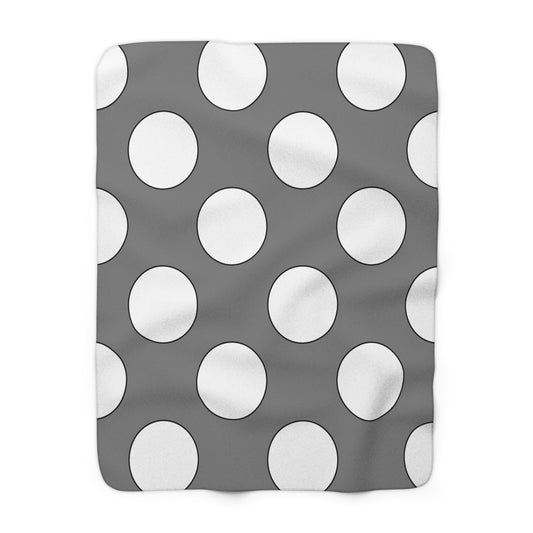 Grey, White Retro Polka Dots Blanket Throw