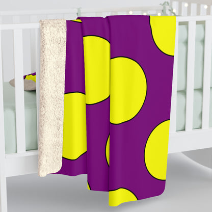 Purple, Yellow Retro Polka Dots Blanket Throw