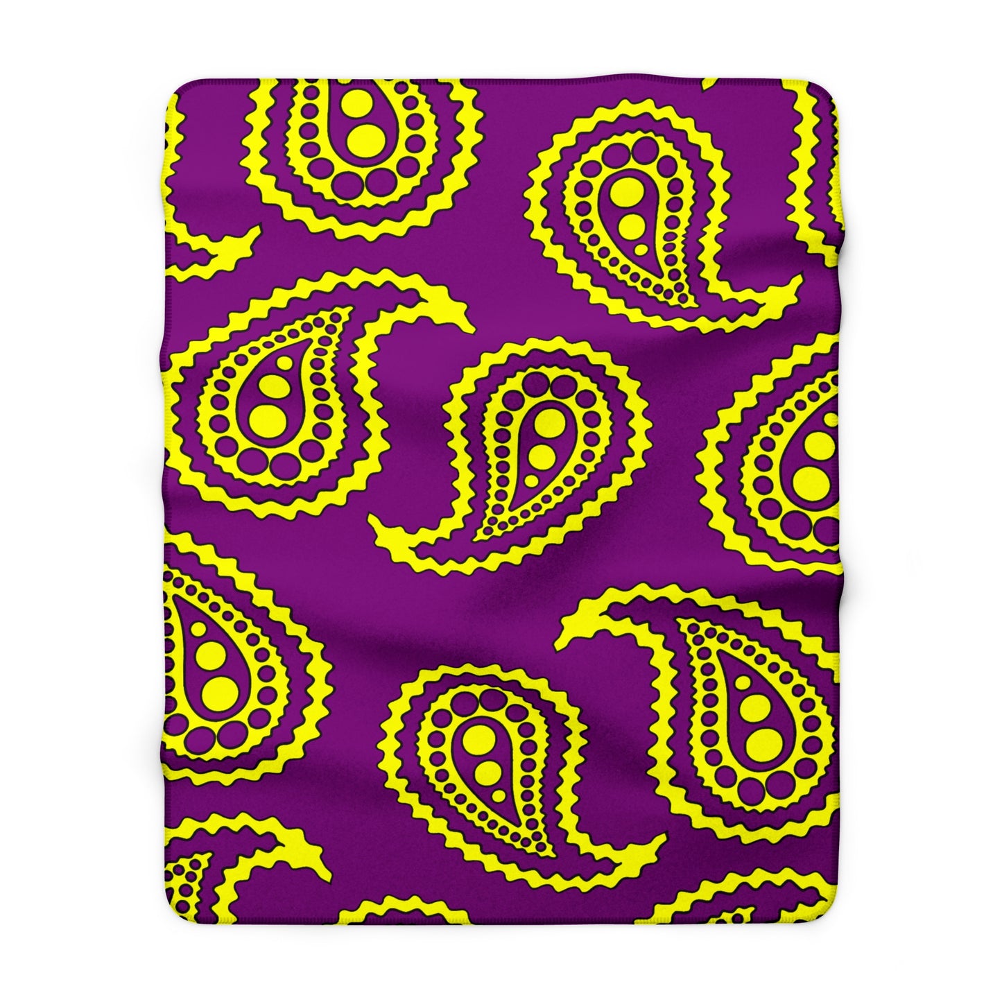 Purple, Yellow Retro Paisley Blanket Throw