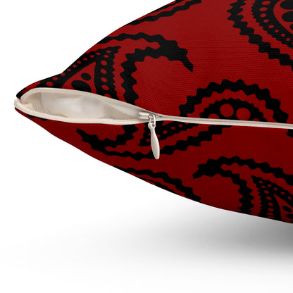Dark Red, Black Retro Paisley Cushion Pillow