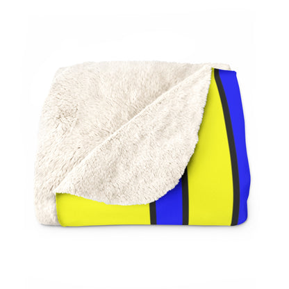 Yellow, Blue Retro Stripes Blanket Throw