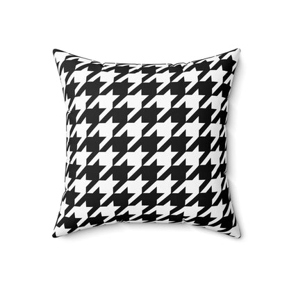 Black, White Retro Houndstooth Cushion Pillow