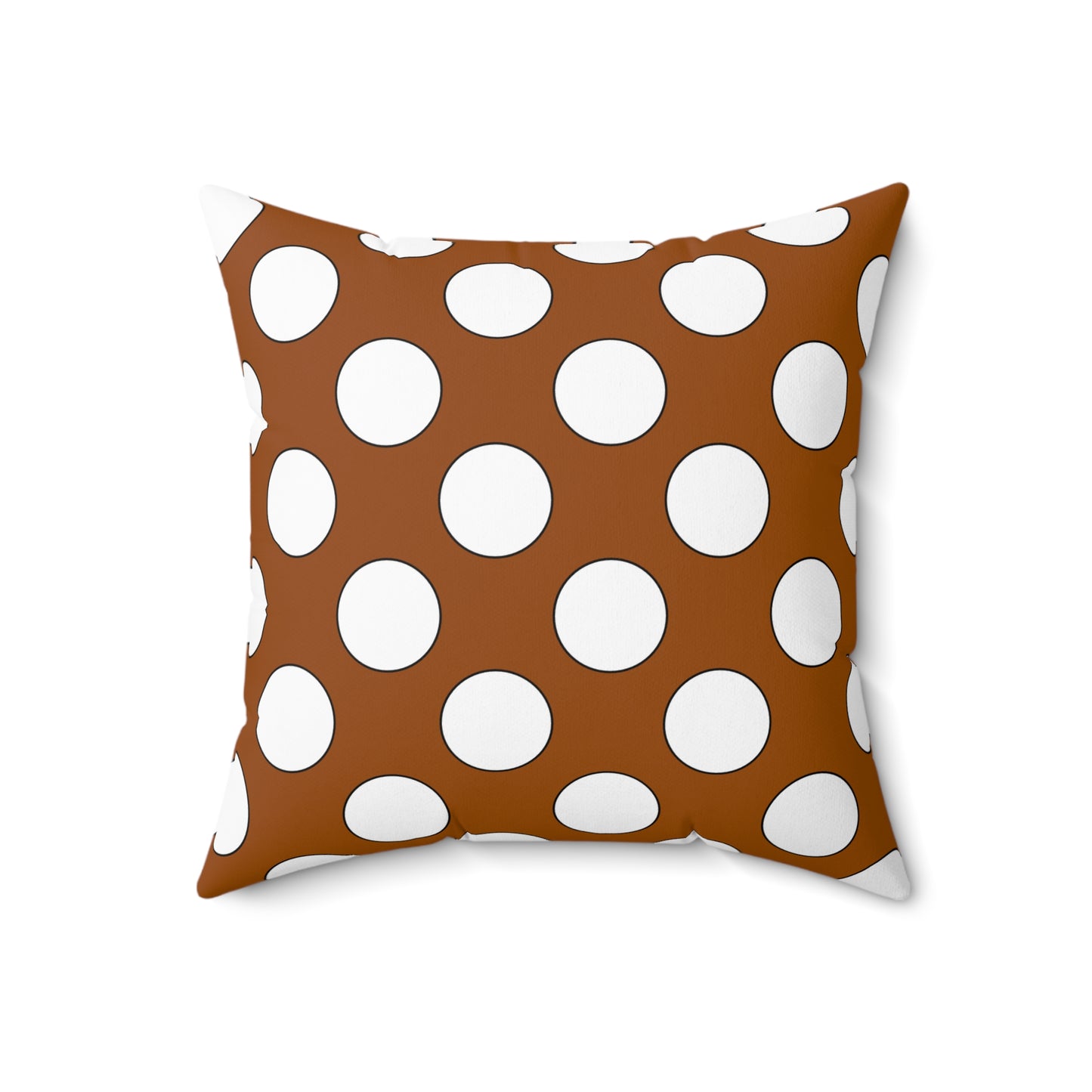 Brown, White Retro Polka Dots Cushion Pillow