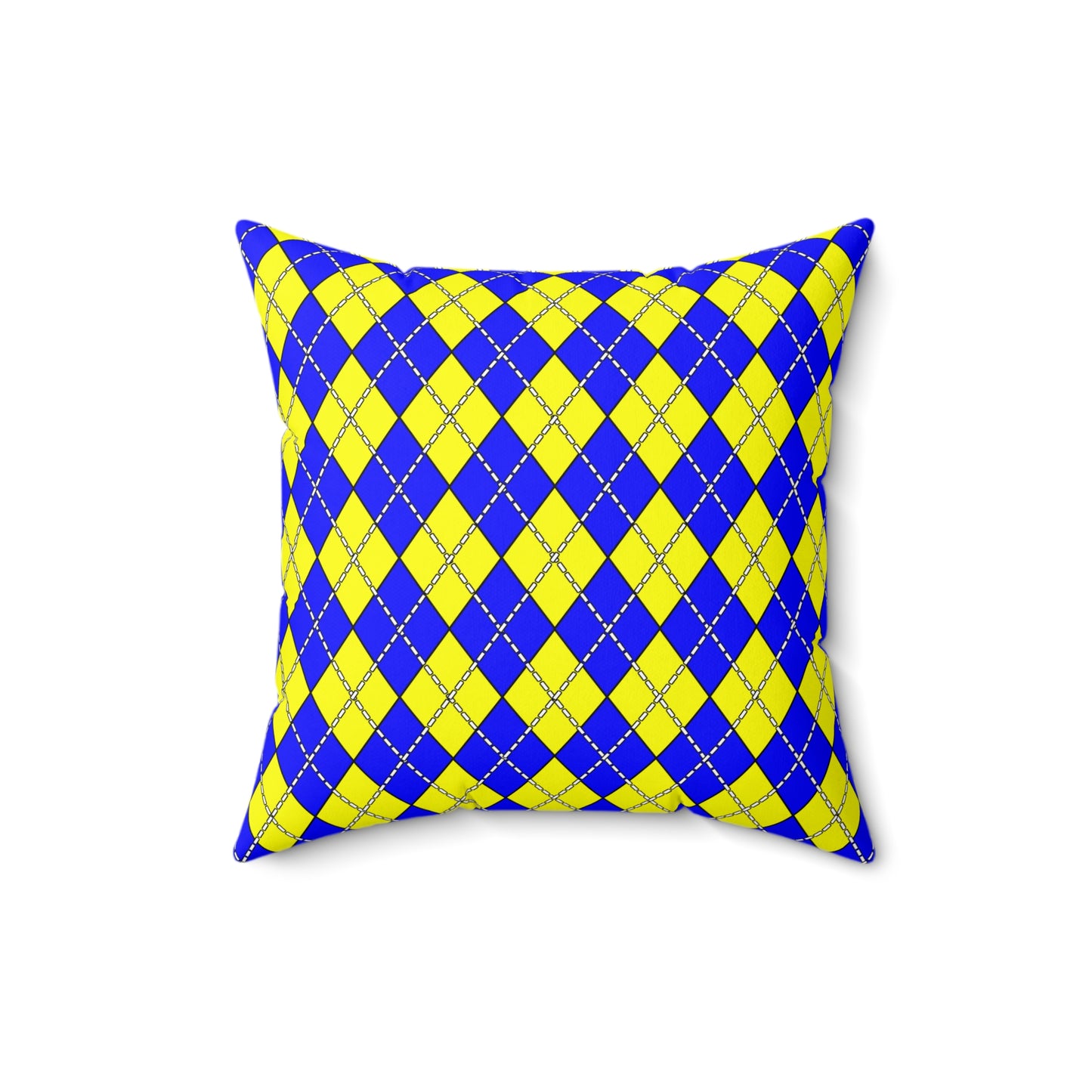 Blue, Yellow Retro Argyle Cushion Pillow