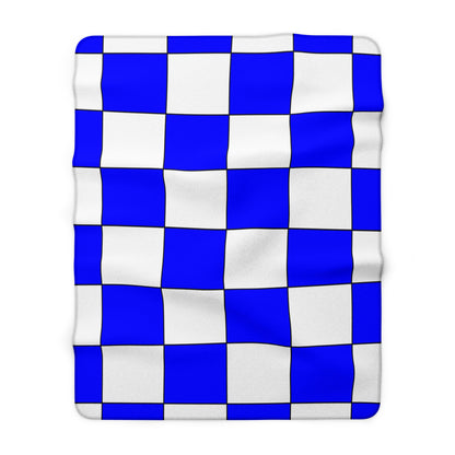 Blue, White Retro Check Blanket Throw