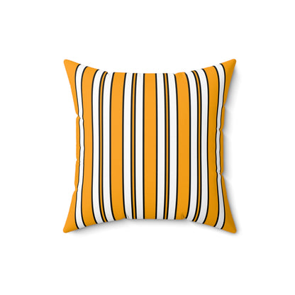 Orange, White Retro Stripes Cushion Pillow