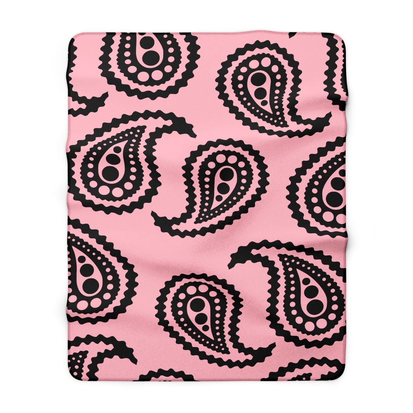 Pink, Black Retro Paisley Blanket Throw