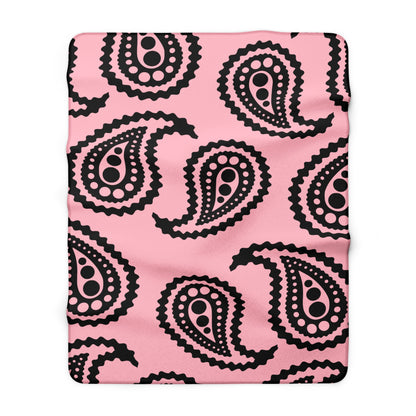 Pink, Black Retro Paisley Blanket Throw