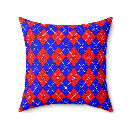 Red, Blue Retro Argyle Cushion Pillow