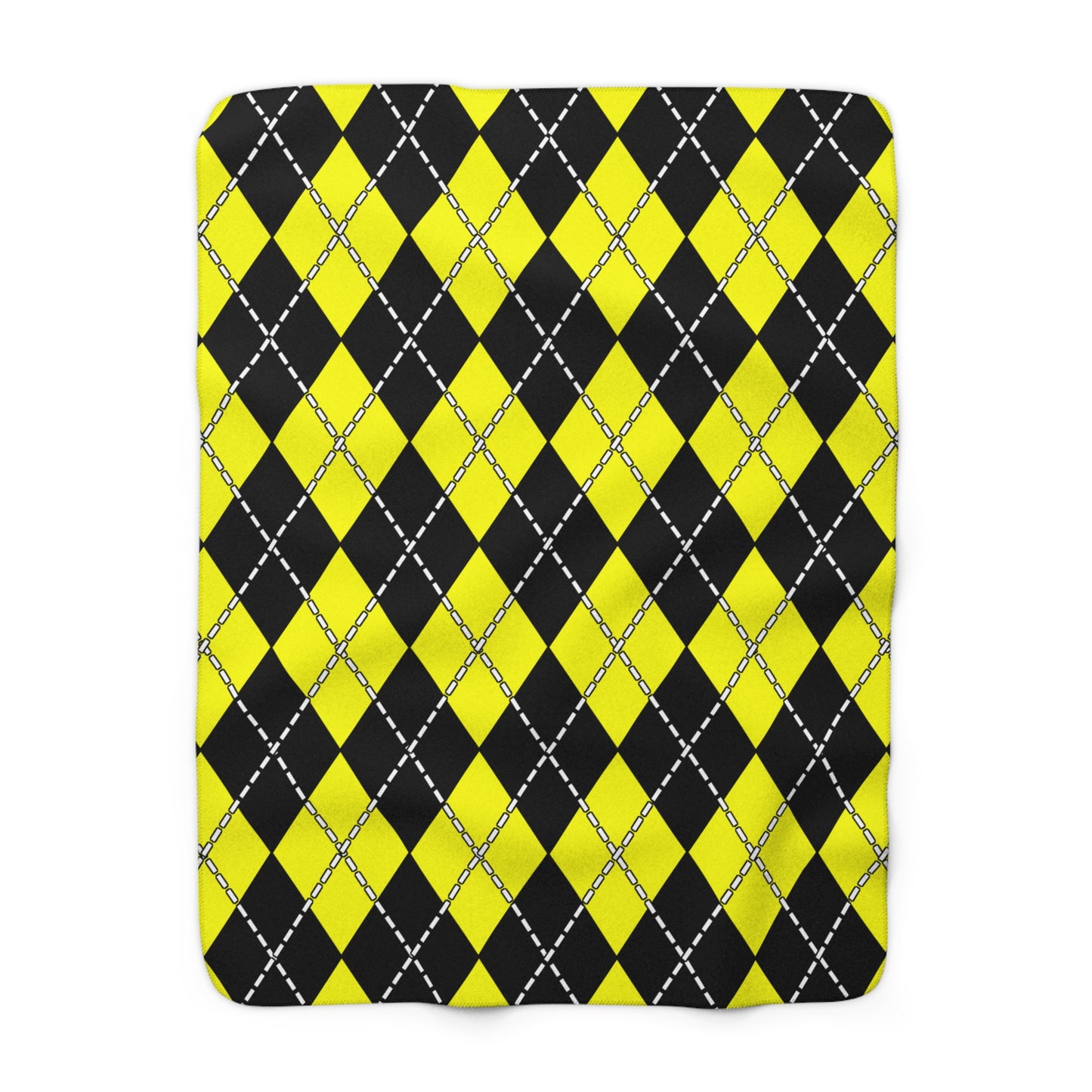 Yellow, Black Retro Argyle Blanket Throw