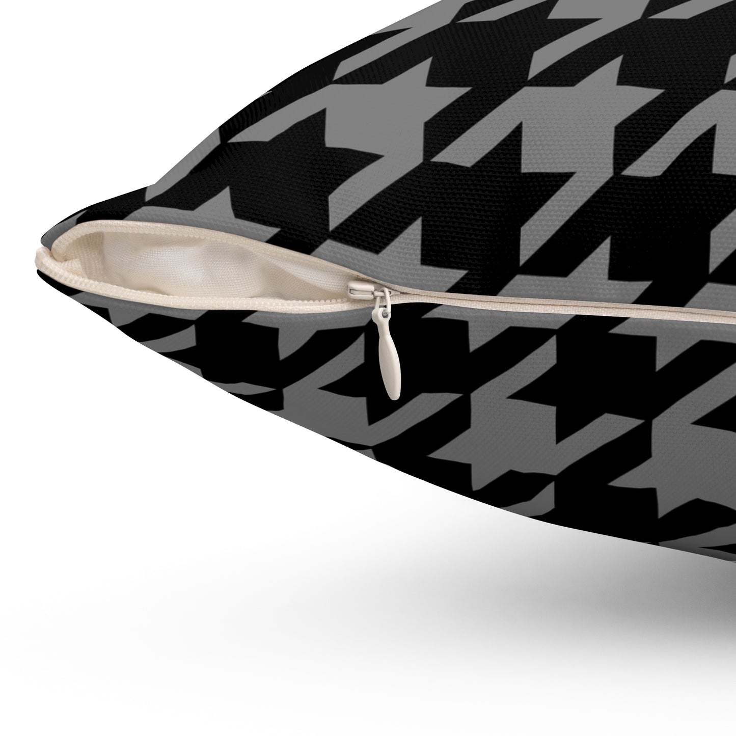 Grey, Black Retro Houndstooth Cushion Pillow