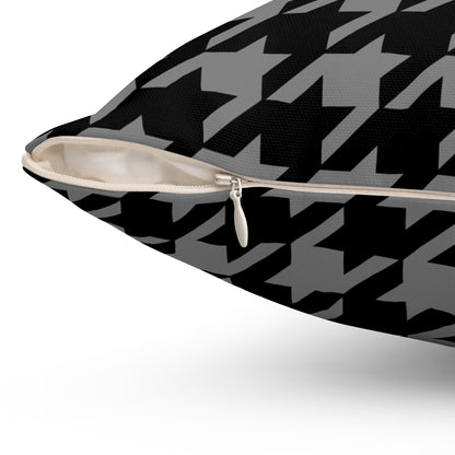 Grey, Black Retro Houndstooth Cushion Pillow