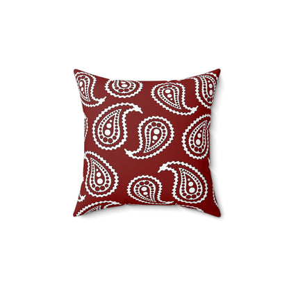 Maroon, White Retro Paisley Cushion Pillow
