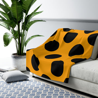 Orange, Black Retro Polka Dots Blanket Throw