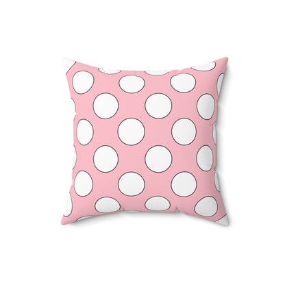 Pink, White Retro Polka Dots Cushion Pillow