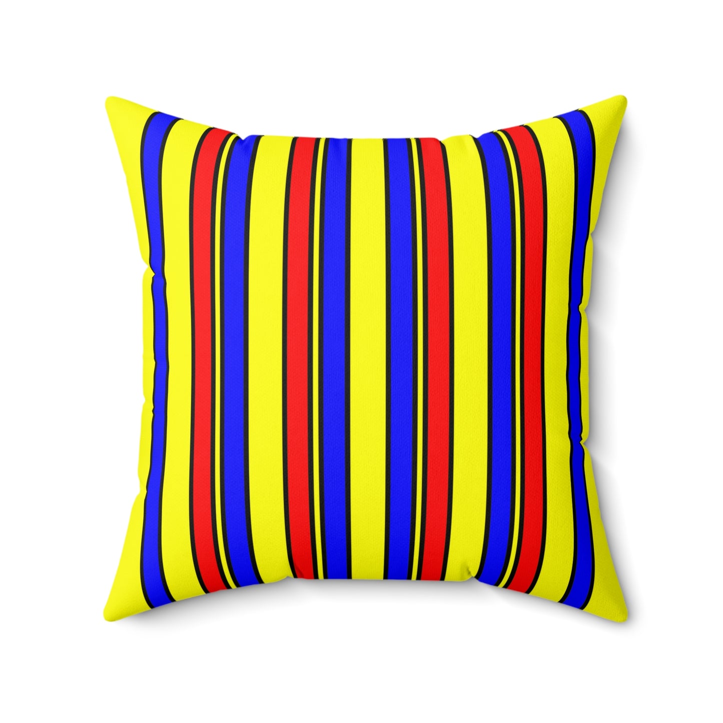 Yellow, Blue, Red Retro Stripes Cushion Pillow