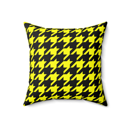 Yellow, Black Retro Houndstooth Cushion Pillow