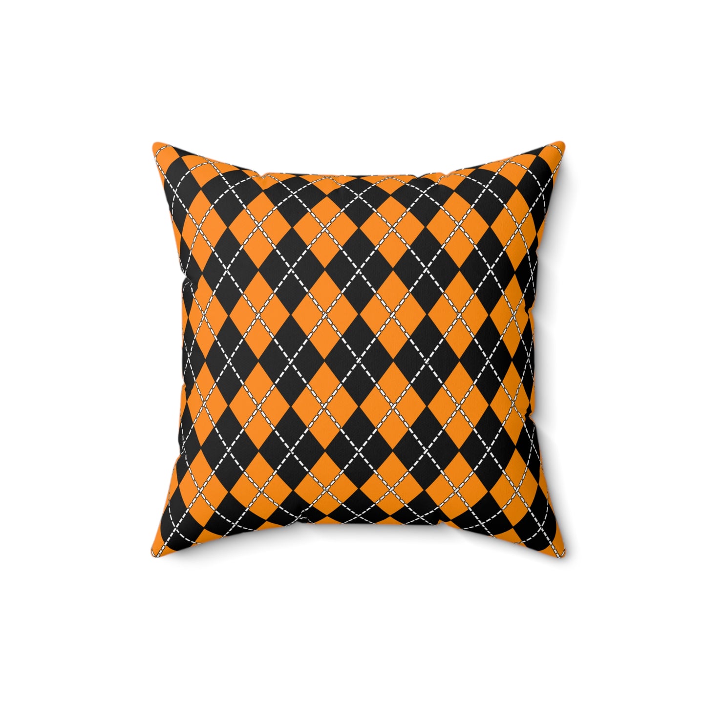 Dark Orange, Black Retro Argyle Cushion Pillow
