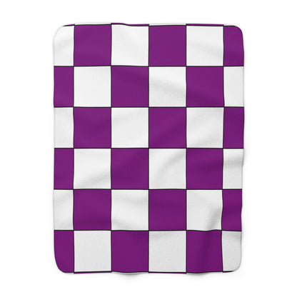 Purple, White Retro Check Blanket Throw